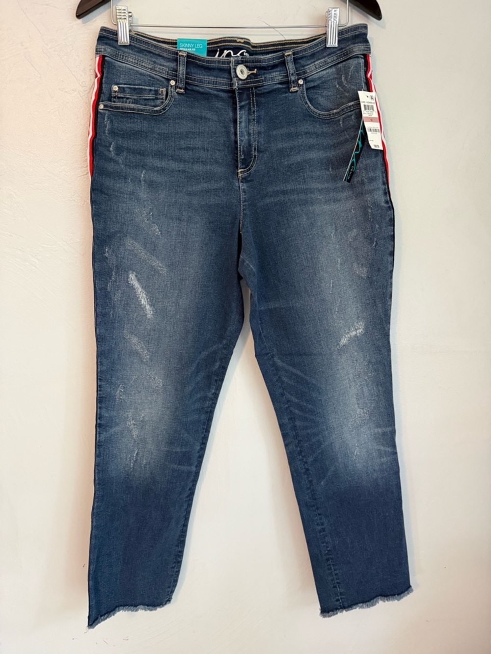 INC Denim Skinny Leg Ankle Jeans Side Stripe Indigo NWT Size 12
